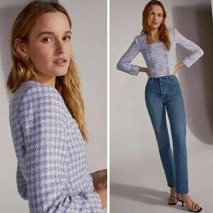 Favorite Daughter The Dasha Houndstooth Check Tweed Lilac Blazer (NWT)